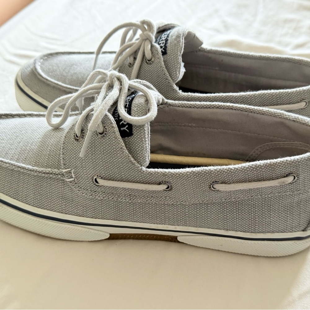New Sperry Light Gray Canvas Boat Shoes size 12 men’s